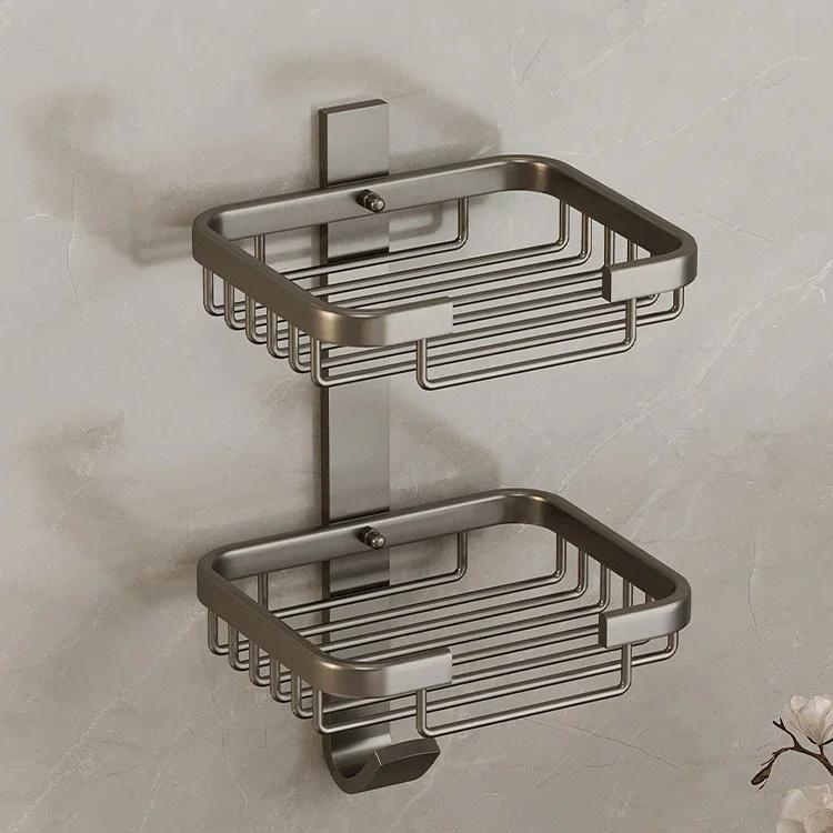 Aluminum Alloy Soap Dish Bathroom Soap Holder With Drain Water Wall Mounted Soap Box Bathroom Accessories