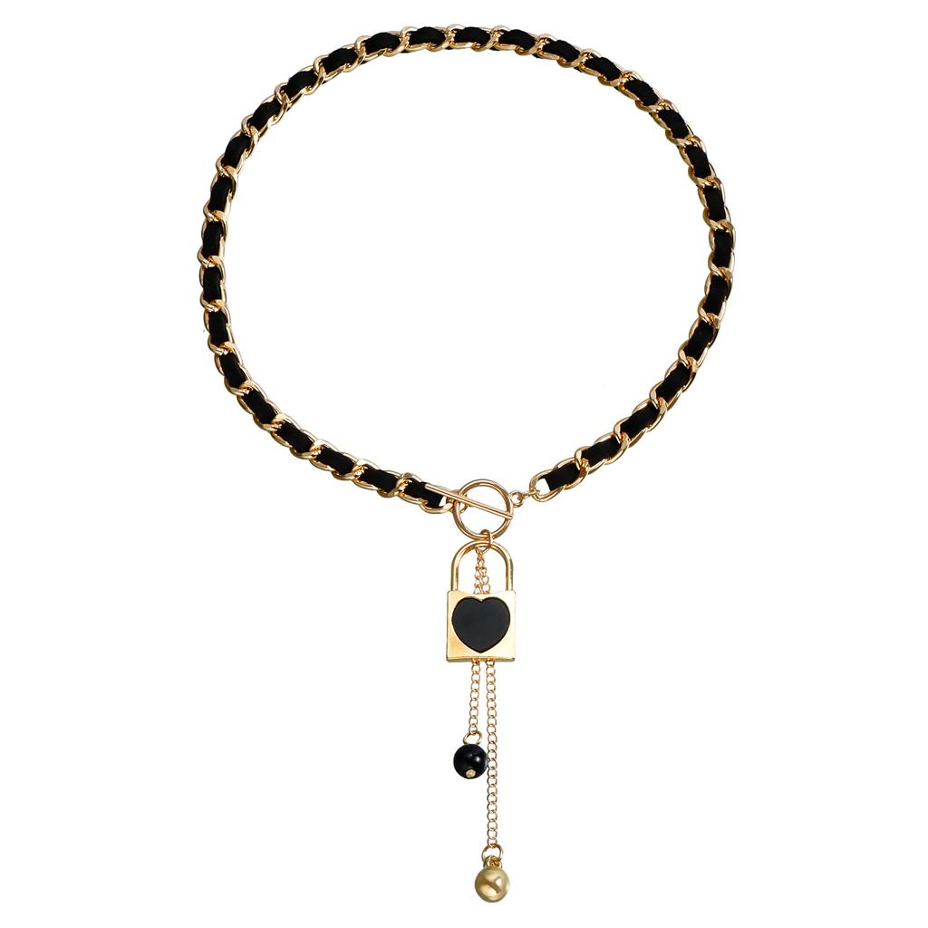 Wrapped Flannel Black Love Fritillary Necklace Women's Cold Wind Collarbone Chain Fringed Necklace