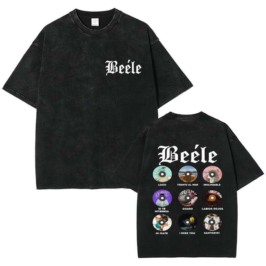 Rapper Beele Harajuku Album Vintage Washed Fashion TShirt Mens Oversized Tee Shirt Cozy Crewneck Short Sleeve T Shirt Fans Gift