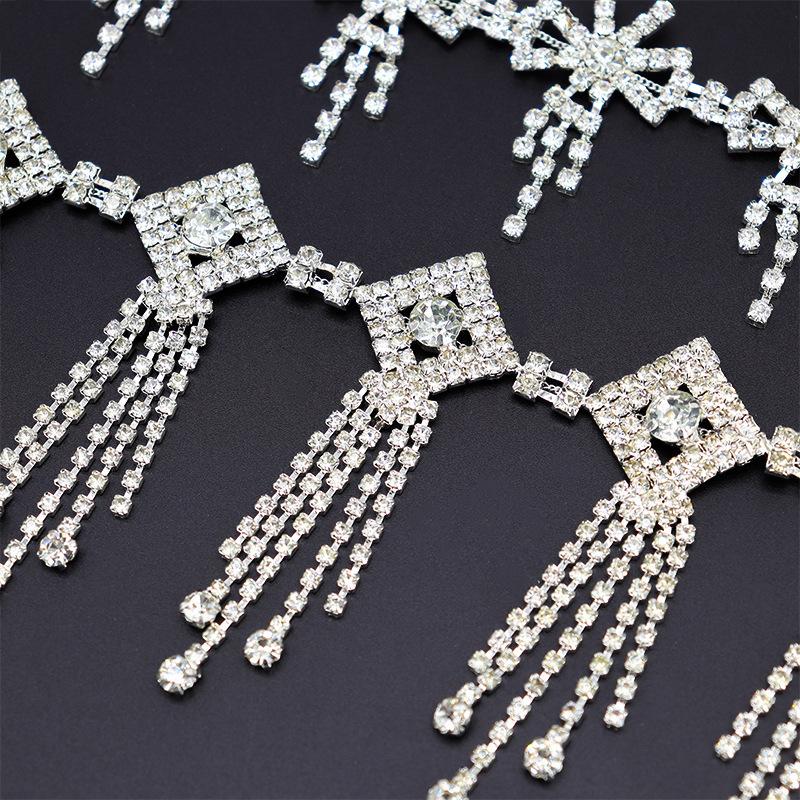 5Yards Rhinestone Chain Trim Fringe Tassel Crystal Shining Accessories DIY Wedding Decoration Gift Bow Shape Rhinestone Ribbon