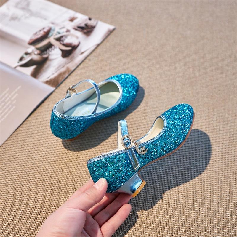 Children's High Heels Fashion Spring Autumn Girls' Single Shoes Little Girls gold silver Non-Slip Shoes Host Performance Shoes