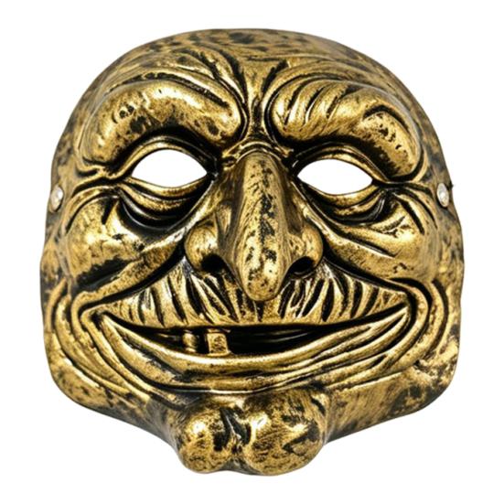 Unique Retro Masquerade Mask Halloween Vintage Clown Face Mask, Gold Silver Creepy Prop Distressed Craftsmanship for Party, Scary Costume Haunted золотистый