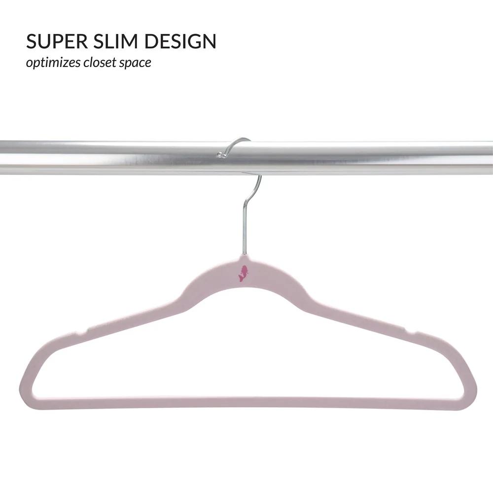 25 Pack Kids Velvet Hangers Non Slip Durable Flocked Velvet Coating Lightweight Closet Organizer Child Shirt Hangers Mermaid