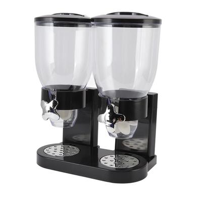 Cereal Dispenser ABS Dual Containers Airtight Twist Operation Dry Food Dispenser for Kitchen Black