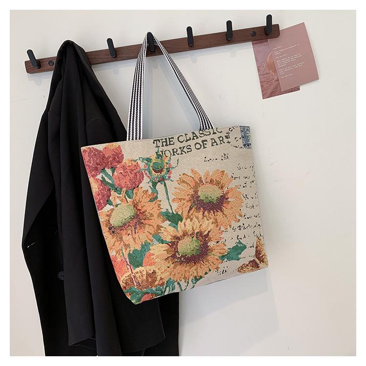 Goldfaden Canvas Tragetasche - Damen Cartoon Schulterhandtasche