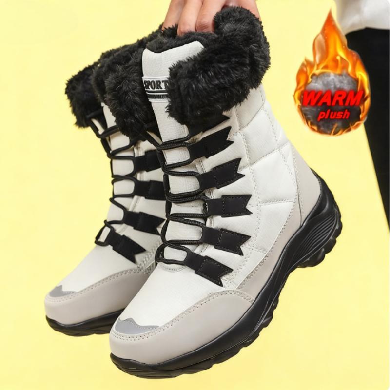 Winter Snow Boots Women Waterproof Suede Warm Plush Non-Slip Rubber Skiing Hiking Shoes New Stylish Winter Essential Causal Shoe