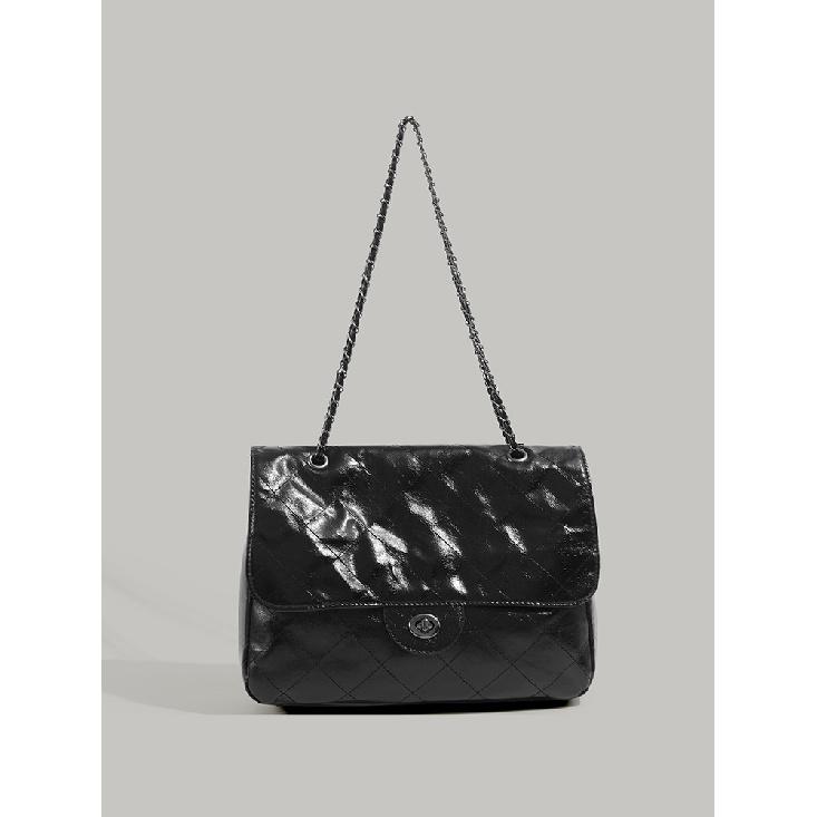 Cross-border quilted embroidery large-capacity vintage hobo bag 2025 new fashion versatile chain shoulder crossbody bag trendy чёрный