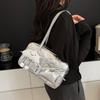 Fashion Faux Leather Shoulder Bag with Cute Cloud Charm Handbag, Bow Accent Multi Pocket Design, Casual Underarm Purse for Daily