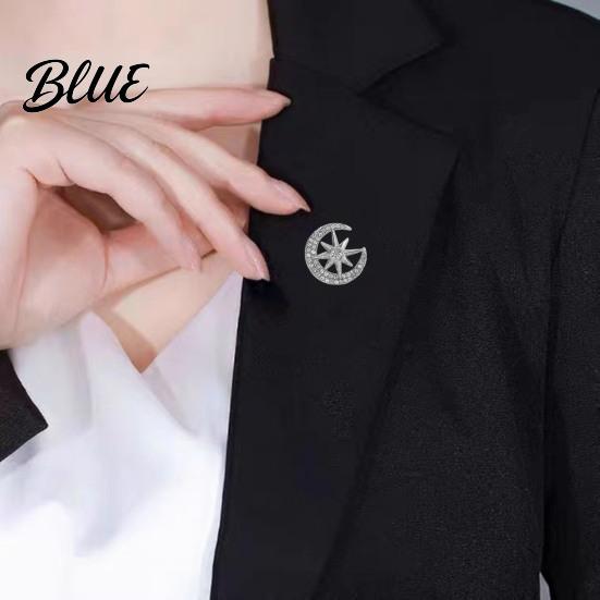 Bag Accessory Pin Moon Star Design Brooch for Women Rhinestones