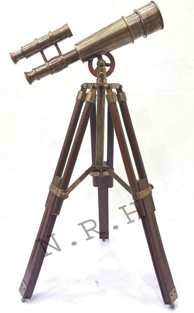 Brass Telescope With Wooden Tripod Stand Maritime Nautical Vintage Desk Décor