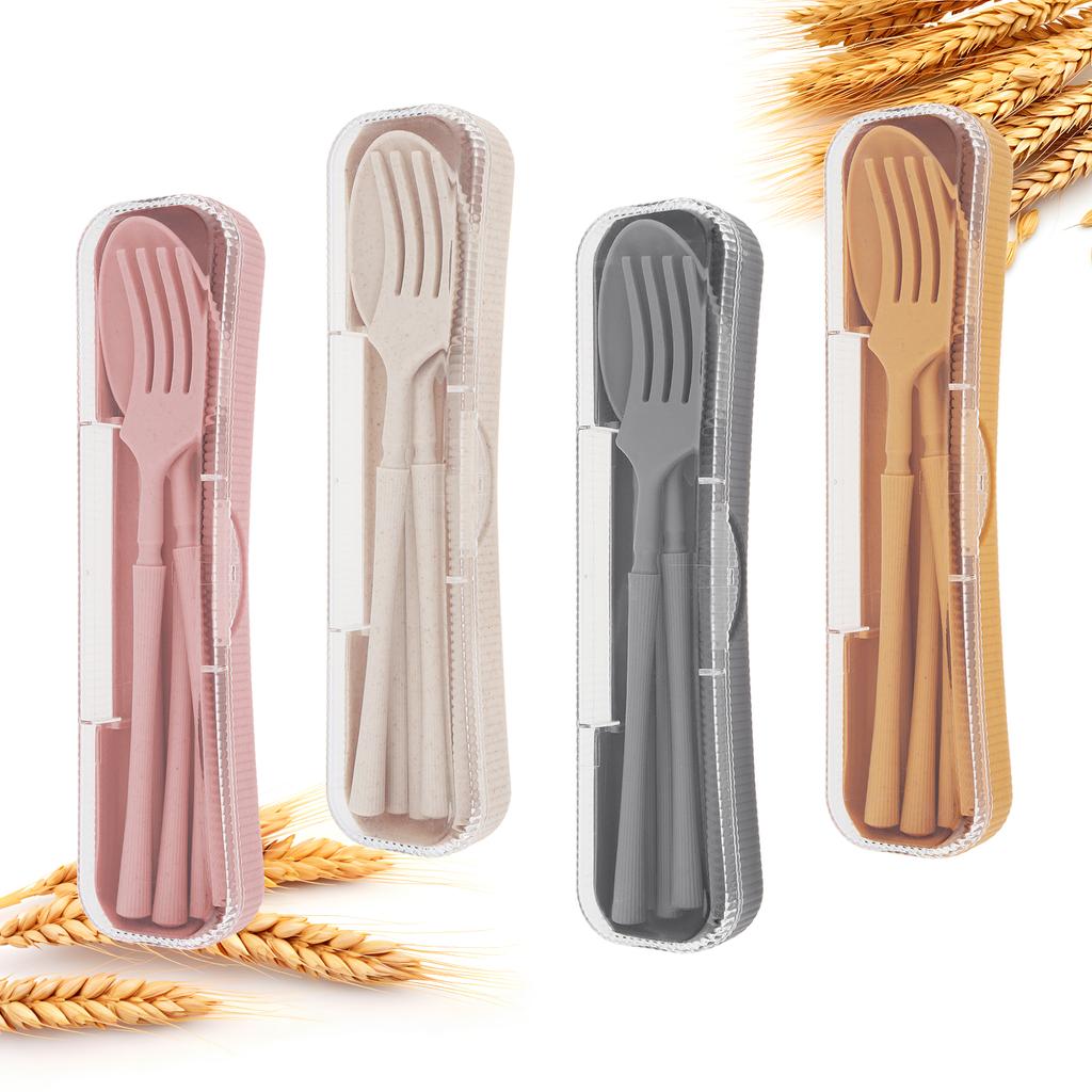 20pcs Plastic Cutlery Set for School Lunch / Camping and Picnics / Daily with Cutlery Box, Reusable Travel Flatware Set