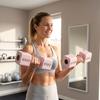 Adjustable Dumbbells, Set of 2 x 5 kg, Pairs 1-5 kg, Non-Slip Handles, Pink