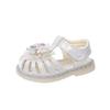 Baby Girls Princess Shoes Sweet Bows Kids Beach Shoes Hollow-out T-strap 2025 Summer New Toddler Walking Shoes Soft Size 16-26