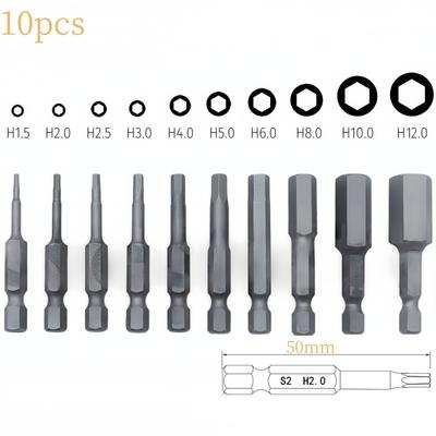 10Pz 1/4" Codolo Esagonale Testa Chiave a Brugola Cacciavite Bussola Bit Metrico Set di Punte Magnetiche per Cacciavite
