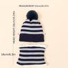 Fleece Lined Knit Beanie Hat Striped Pattern Pom Pom Hat Warm Fleece Lined Scarf  Outdoor Sports