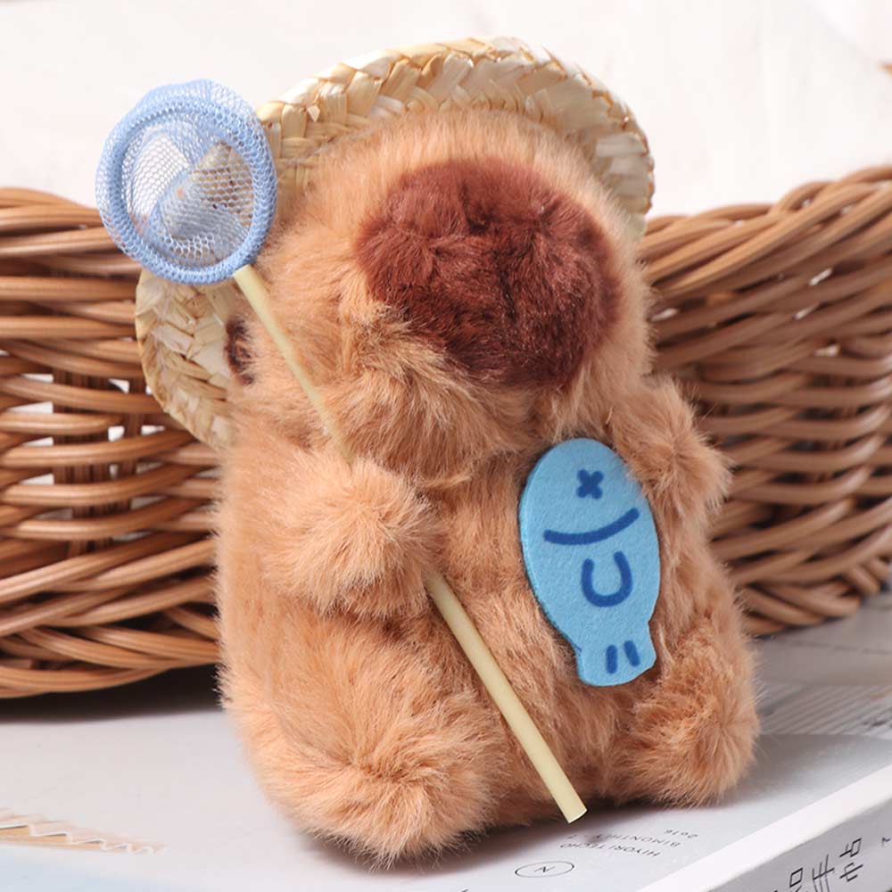 Stuffed Doll Plush Capybara Key Ring Catch Fish Cartoon Animal Keychain  Couple