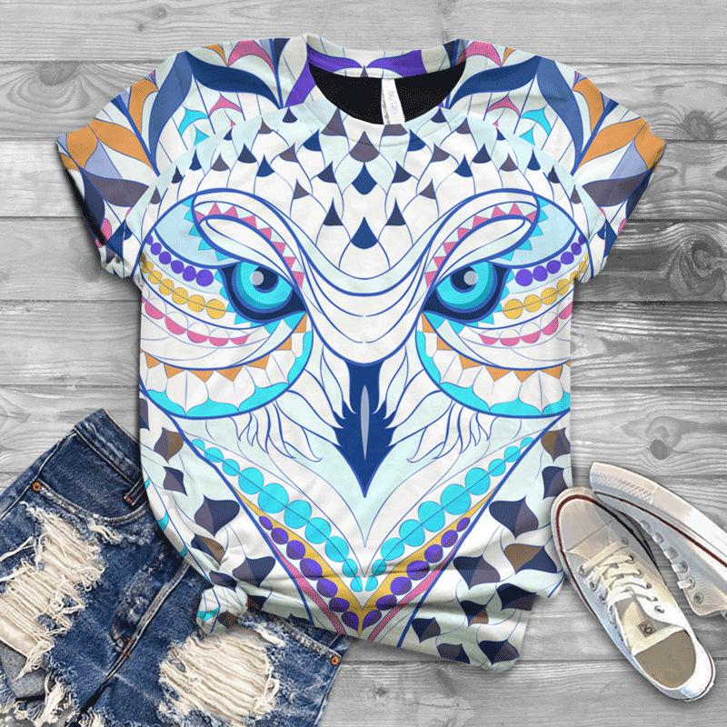 

Весна Лето Футболка с 3D цифровой печатью Свободная Повседневная Круглый вырез Женская одежда Рубашка 6XL