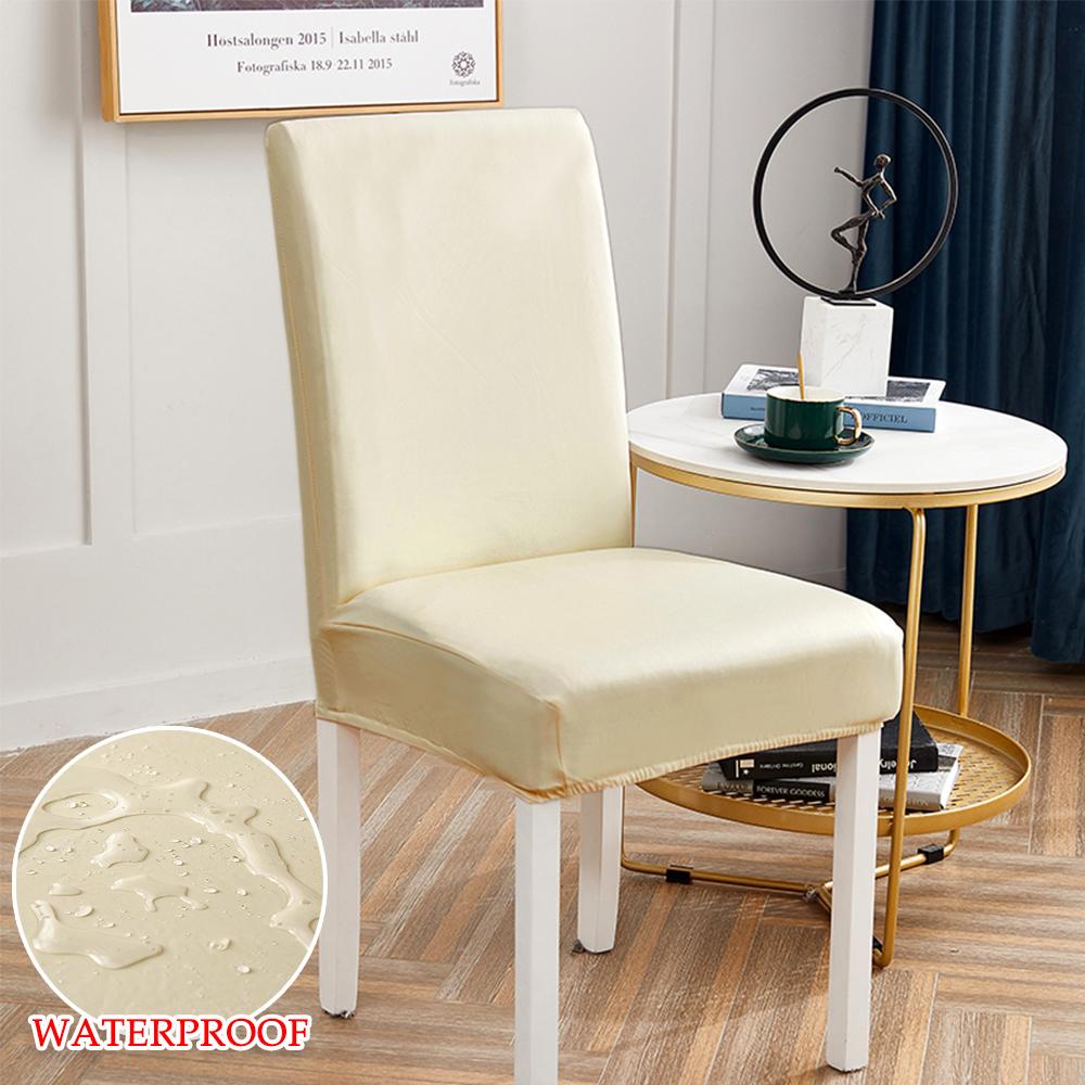1Pc Imitation Leather Dining Chair Cover Waterproof Chair Slipcovers For El Dining Room Office Banquet House Home Decor