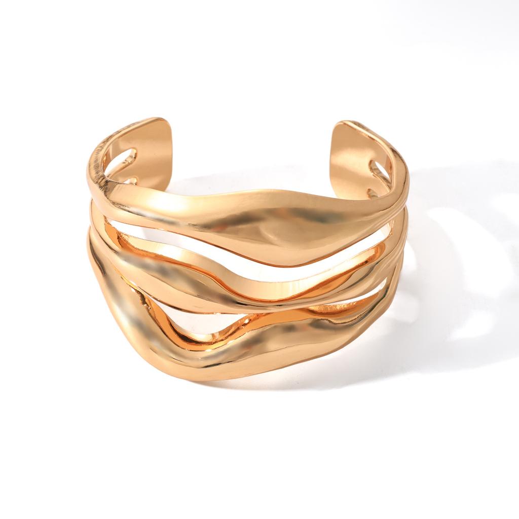 European and American jewelry wide version multi-layer hollow women's bracelet simple and versatile design sense personality exaggerated bracelet wome