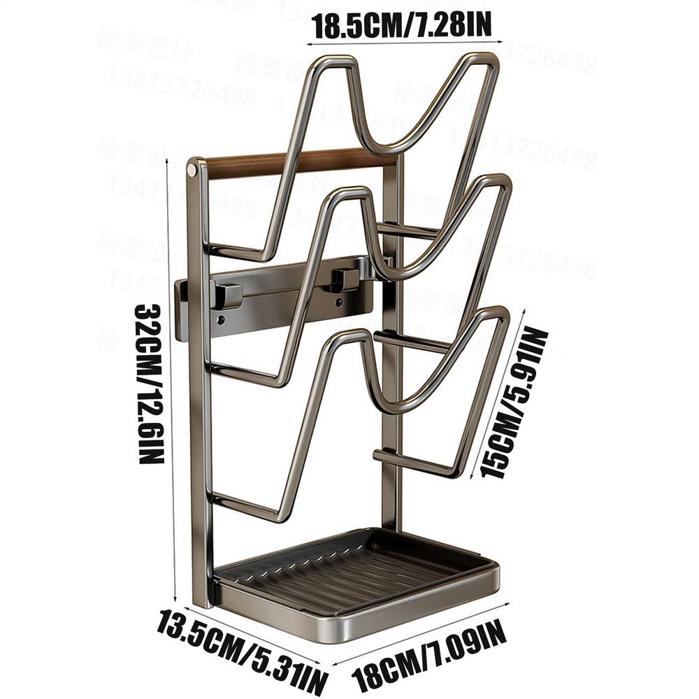 Pot Lid Holder Stainless Spoon Stand With Removable Drip Tray Stainless Pan Lid Rack For Kitchen Home Pantry Counter Restaurant