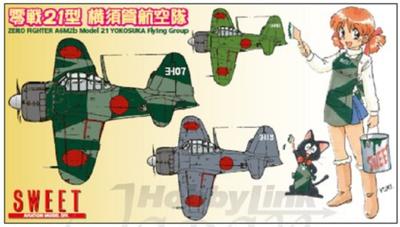Sweet Zero Fighter Type 21 Yokosuka Air 2 Aircraft Per 14133 1/144 Corps, Box,