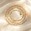 Gold Plated Paperclip Chain Necklace for Women, Adjustable Stainless Steel Square Link Waterproof Non Tarnish Long Necklace