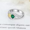 Two-Color Heart Birthstone Ring with Engraved Name - Memorial Couple Jewelry
