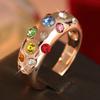 Aesthetic Inlaid Multicolored CZ Women's Ring Trendy Gold Color Geometry Daily Wear Party Jewelry Anniversary Gift