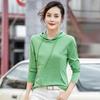 80s-Inspired Women's Long Sleeve Mercerized Cotton Hooded T-Shirt - Lightweight, Comfortable Sweatshirt