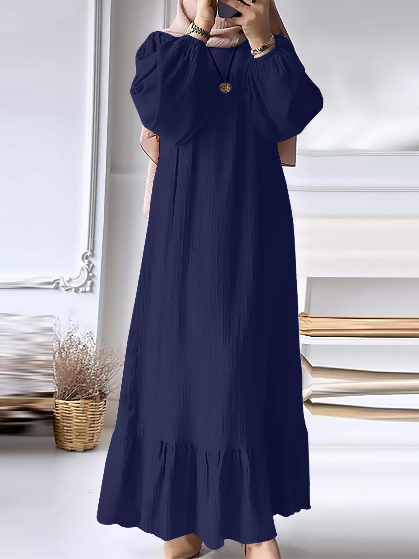 

2024 Women s Retro Puff Sleeve Ruffle Dress with Pockets - Spring/Autumn Collection 2XL темно-синього кольору