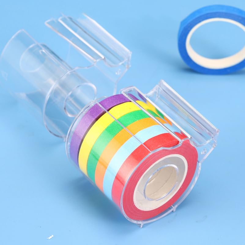 LALAFINA Tape Set of Transparent Acrylic Tape for Masking Tape and Cellophane Office Serrated Blade Cutter, 2, Dispenser, Stylish, Tape, Desktop,
