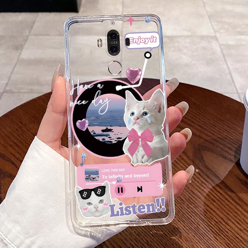 Jelly Casing For Huawei Mate 9 Coque Funda Clear Silicone Soft TPU Back Cover Cute Cat Rabbit Heart Protective Case Capa