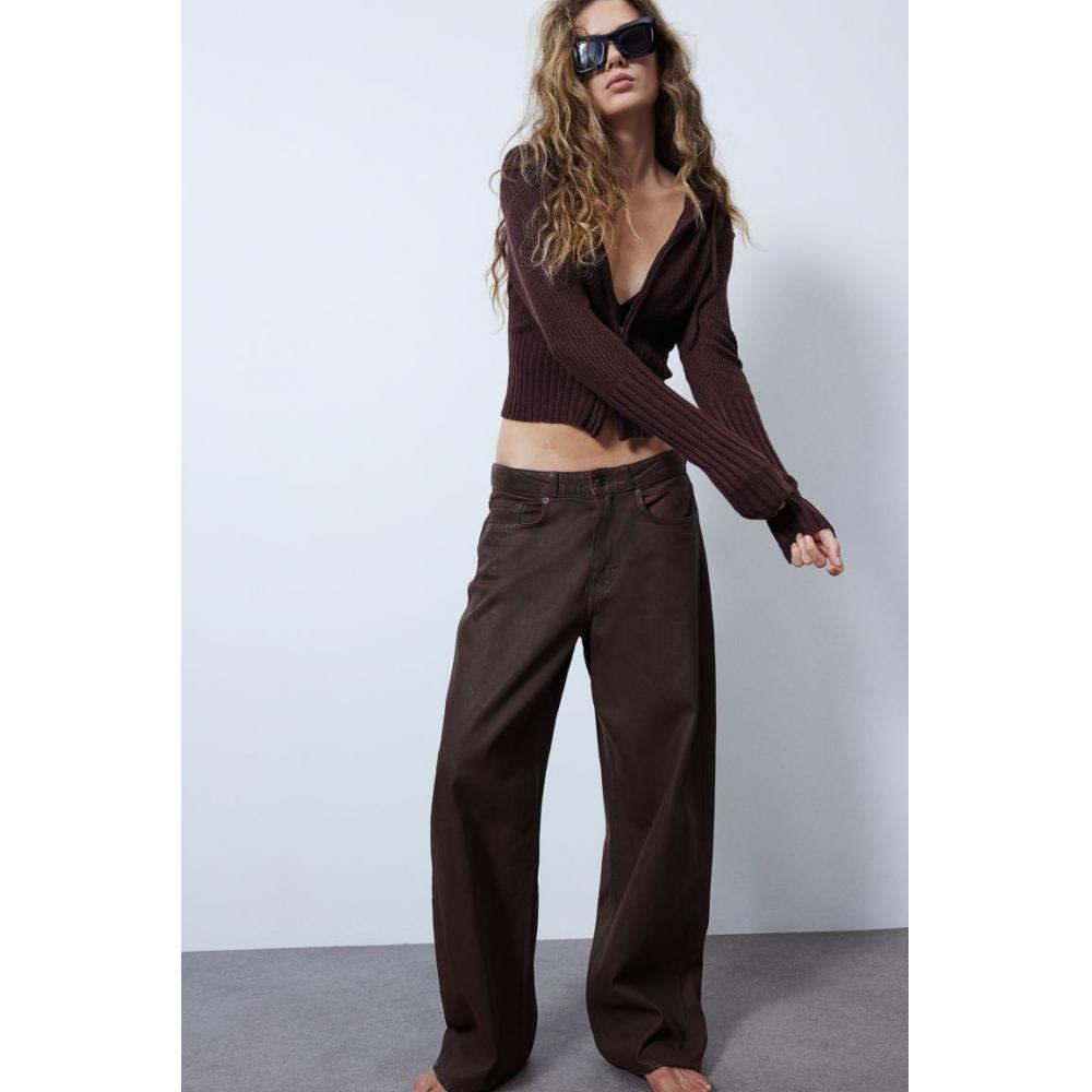 

Толстовка с капюшоном на молнии HM Rib Knit, бордовая