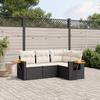 Vidaxl 4-Cz. Garten-Sitzgruppe, Kissen, Schwarzes PE-Rattan