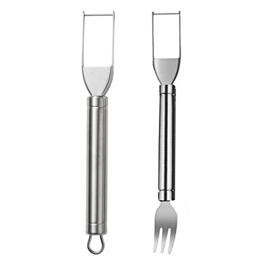 Watermelon Cutter Stainless Steel 2-in-1 Fruit Fork Cutting Tool Double Head Fruit Slicer Portable Watermelon Slicer Kitchen Fruit Cutter Machine