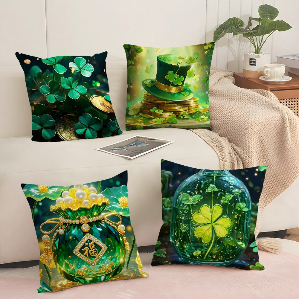 St. Patrick'S Day Cushion Cover Soft Short Plush Pillow Cover Smooth Cozy Texture Aesthetic Cushion Case Home Decor