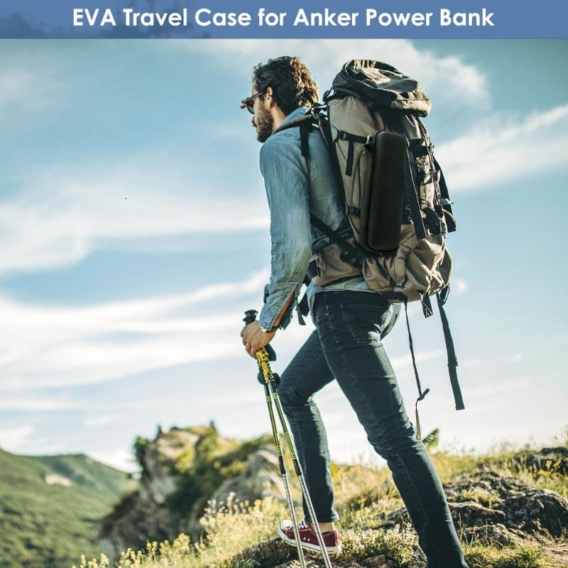 EVA Carry Case for Power Bank 27650 & 24000mAh Storage Bag Scratchproof Hard Box Storage Pouch with Mesh Pocket