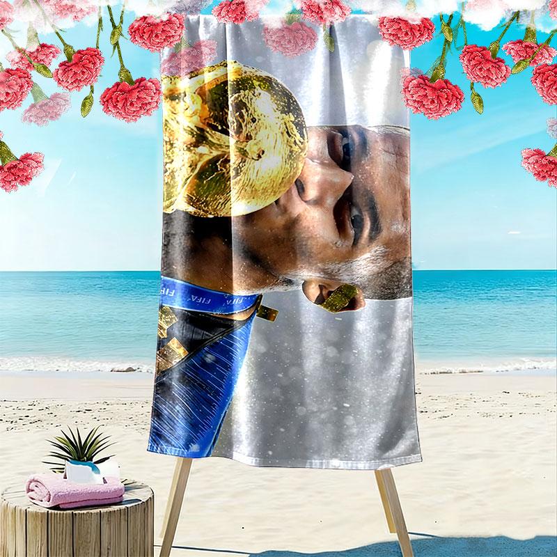 Kylian Mbappé Print Beach Towel, Large Soft Quick Dry Towel for Beach Camping Swimming