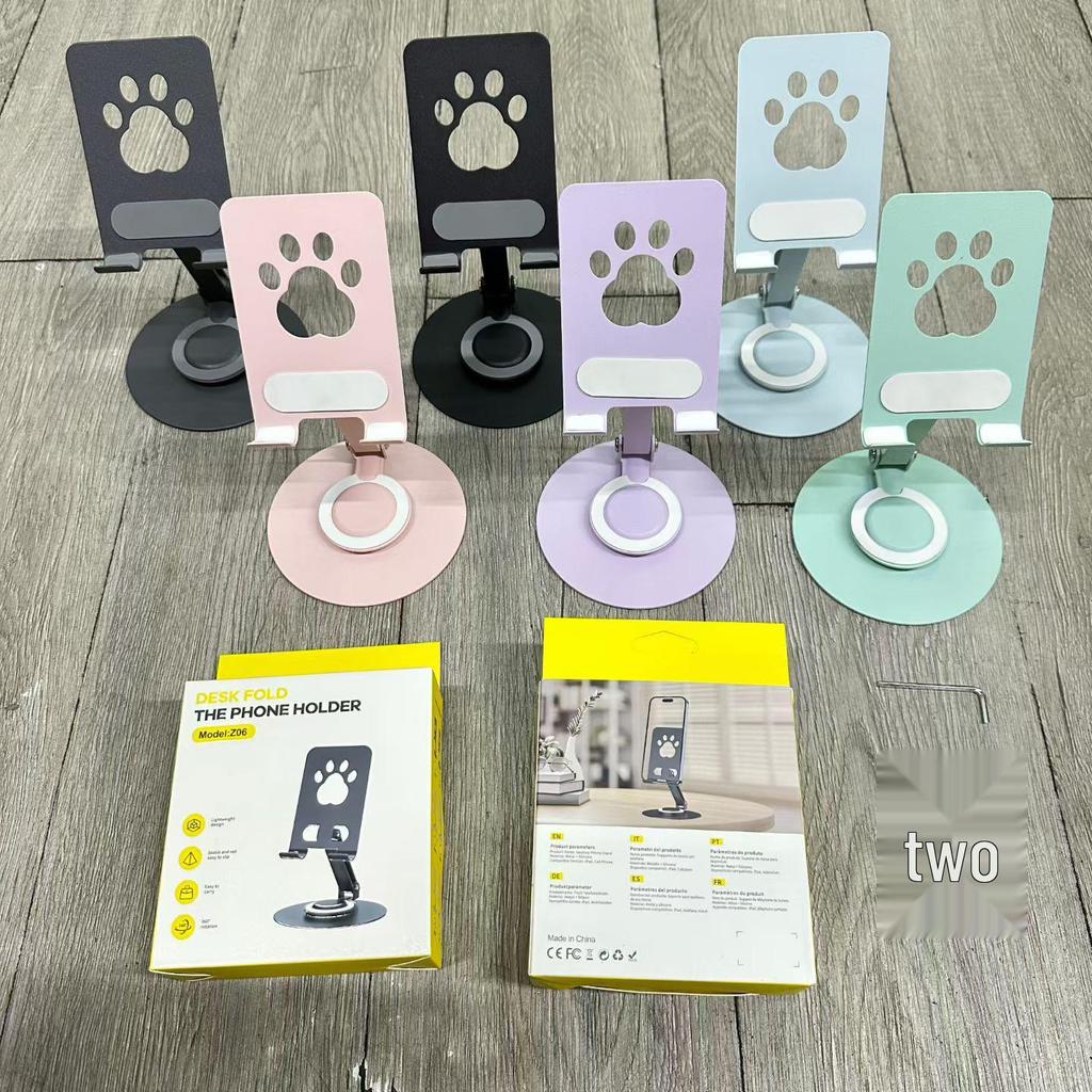360° Rotating Cat Paw Macaron Metal Phone Holder for Desktop