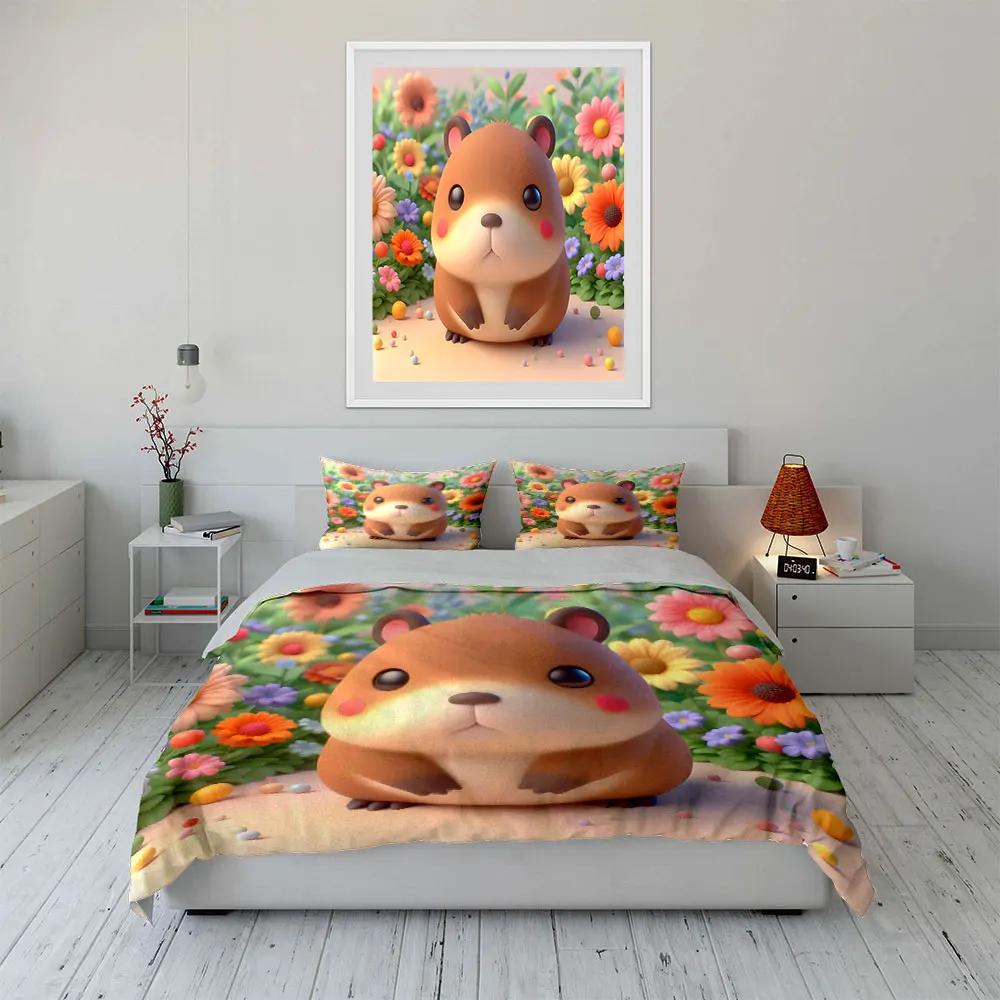 Cute Hamster Toy Set Decor Soft Comfortable Duvet Cover Bedding Set Included 1*Duvet Cover & 2*Pillowcases Gift