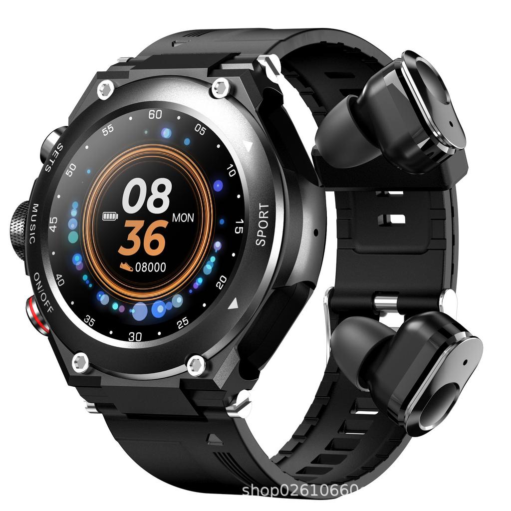 T92 2-in-1 Earphone & Smartwatch: MP3, Body Temp Detection, Touch Screen, and Call Features
