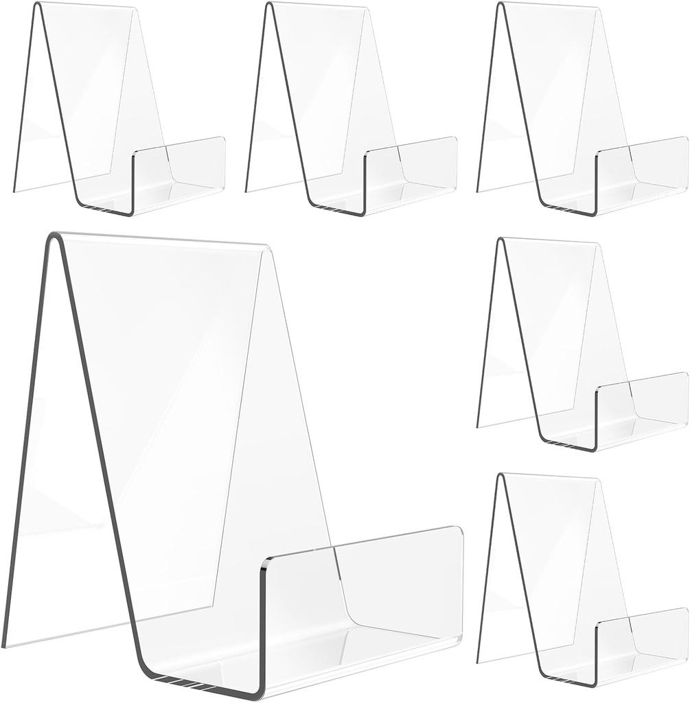 6 Pack Acrylic Book Stand, Clear Easel Stand for Display, Book Display Holder, Display Stand for Album, CD, Magazine, Artworks