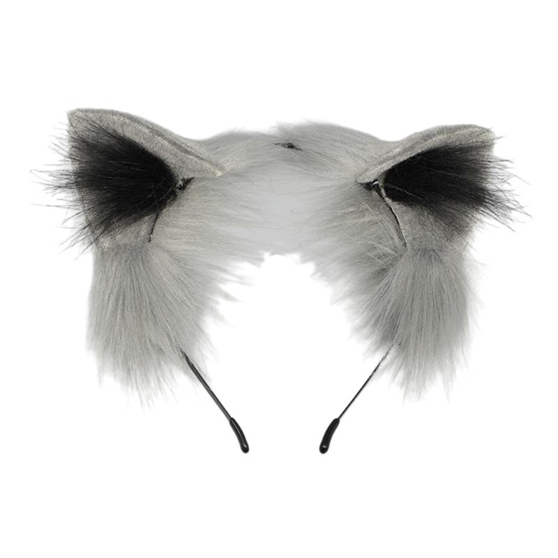 Lovely Plush Tail Animal Tail Cats Ears Headband Foxes Tail Adjustable Belt for Halloween Christmas Carnivals Party