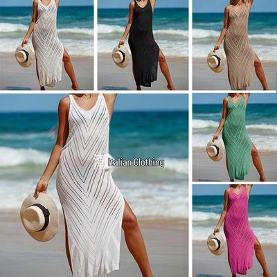 Sexy Backless V-Neck Knit Beach Cover-Up Dress