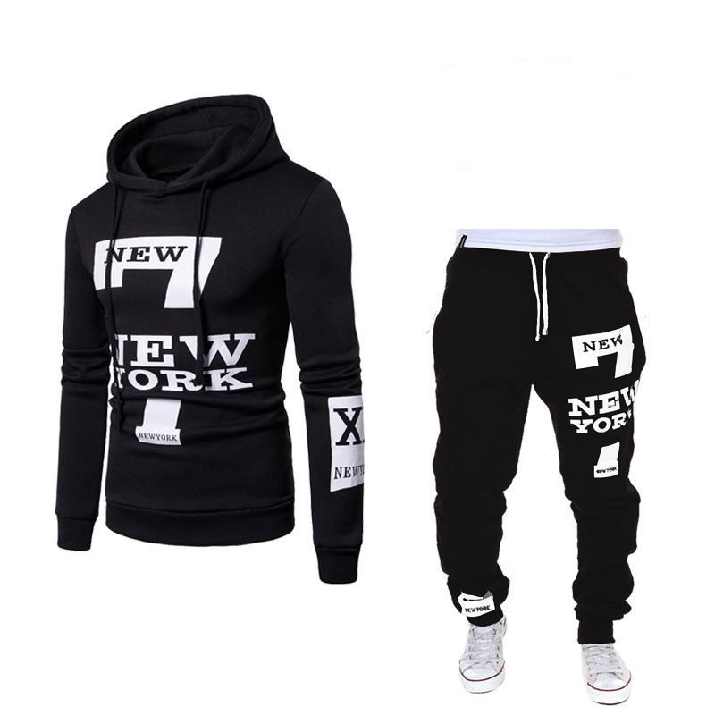 SCIONE 2pcs/set Men's Mannequin Cap Men's Casual Letter Print Sweater Hoodie Set