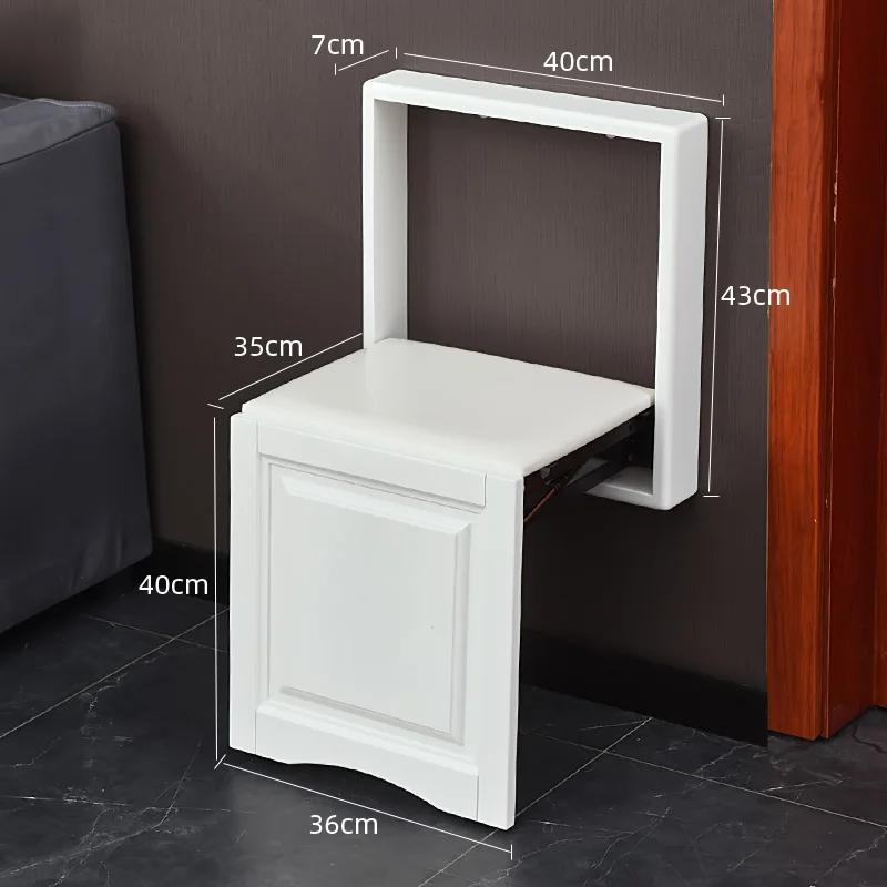 Household Wooden Bathroom Stool - Folding Porch Seat, Ultrathin Telescopic Design, Perfect for Shower & Shoe Changing