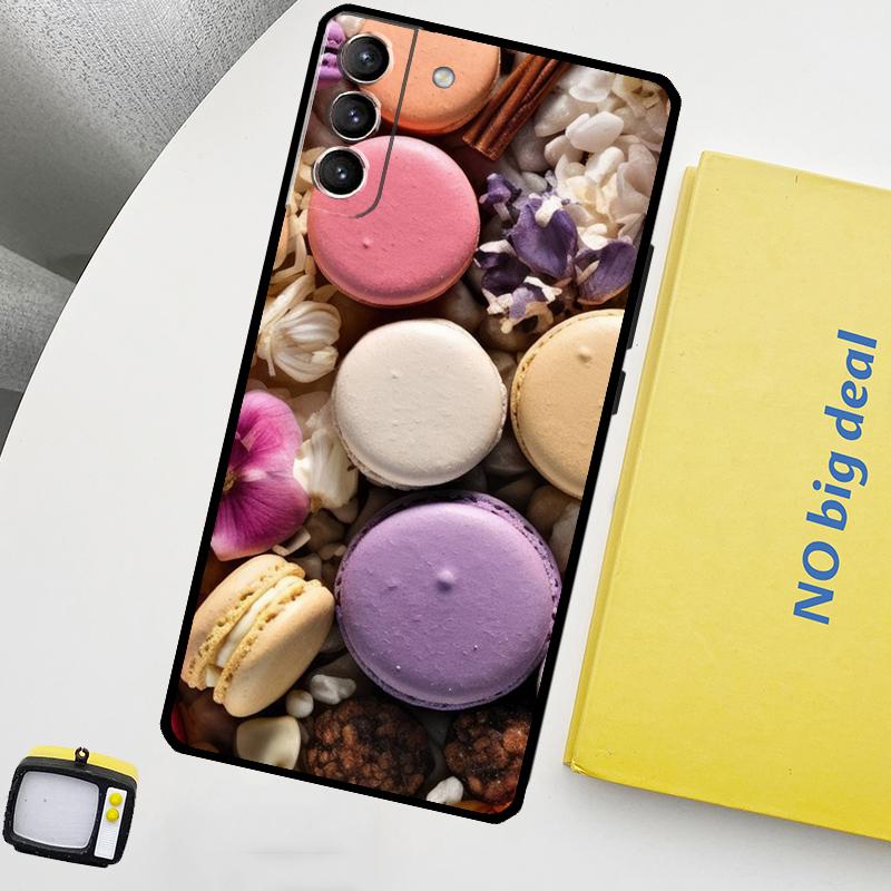 

Dessert ice Cream Macaron Food Phone Case For Samsung Galaxy S25 Ultra S21 S22 S23 S24 Ultra S9 S10 S20 Plus S25 FE Cover Galaxy S24 FE