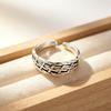 Retro Style 925 Sterling Silver Jewelry Distressed Wide Face Personalized Woven Chain Opening Rings 02890