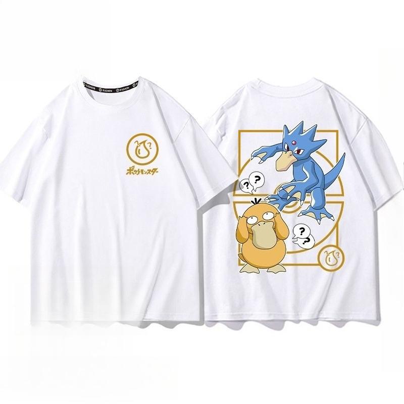 Pokémon Pikachu Gengar Charmander White Tshirt Mens 2026 Summer Fashion Oversize Street Casual Y2K Tops Streetwear Clothing