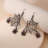 Exaggerated Halloween Spider Web Hook Earrings Punk Style Red Rhinestone Earrings New Trendy Jewelry For Women